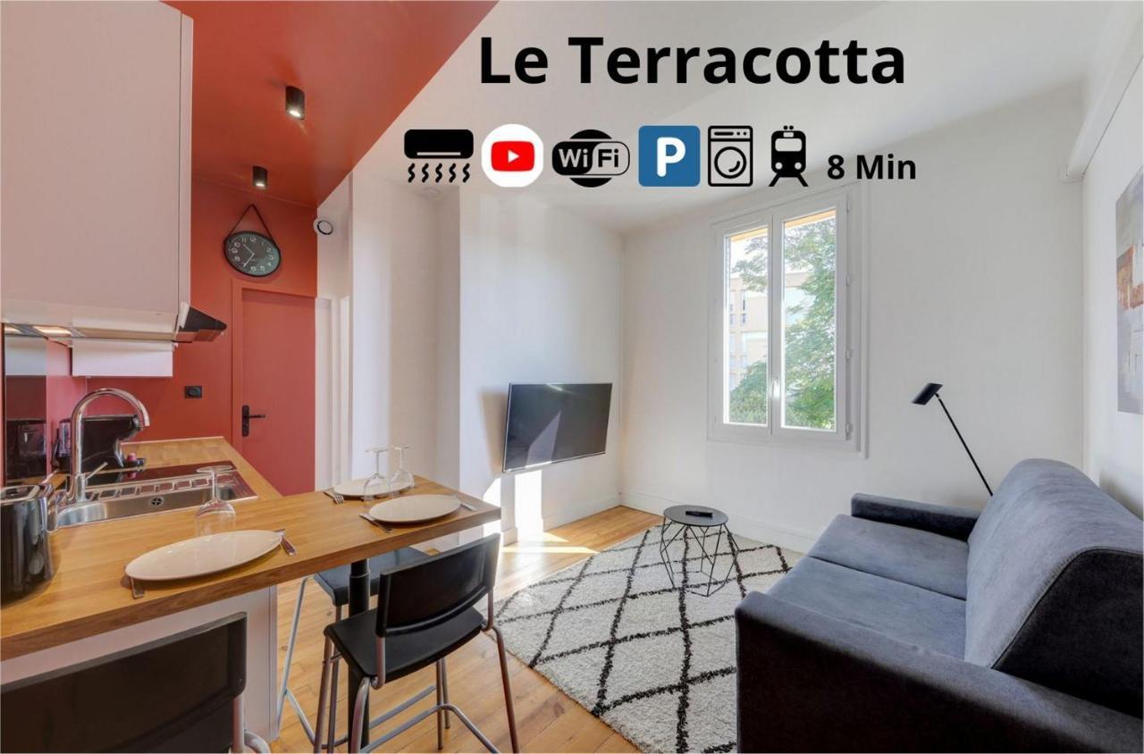 Terracotta-T2-Clim-Parking Gratuit Prive Apartment Pierre Benite Bagian luar foto